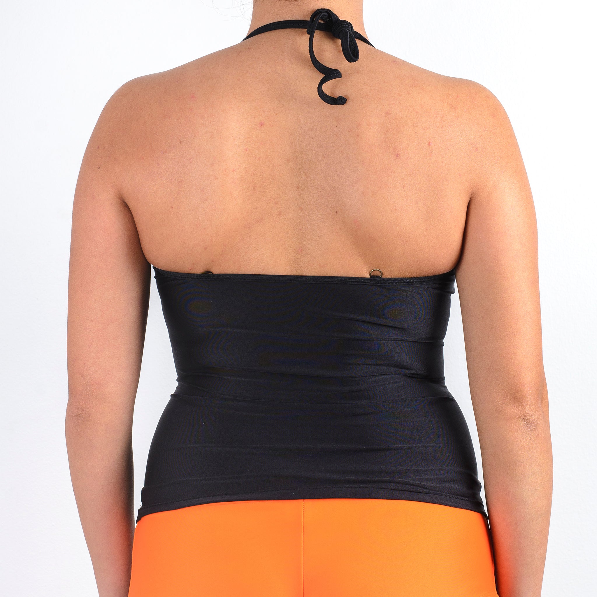 TRAJE DE BAÑO POLERA CON BARBAS Y FAJA NEGRO
