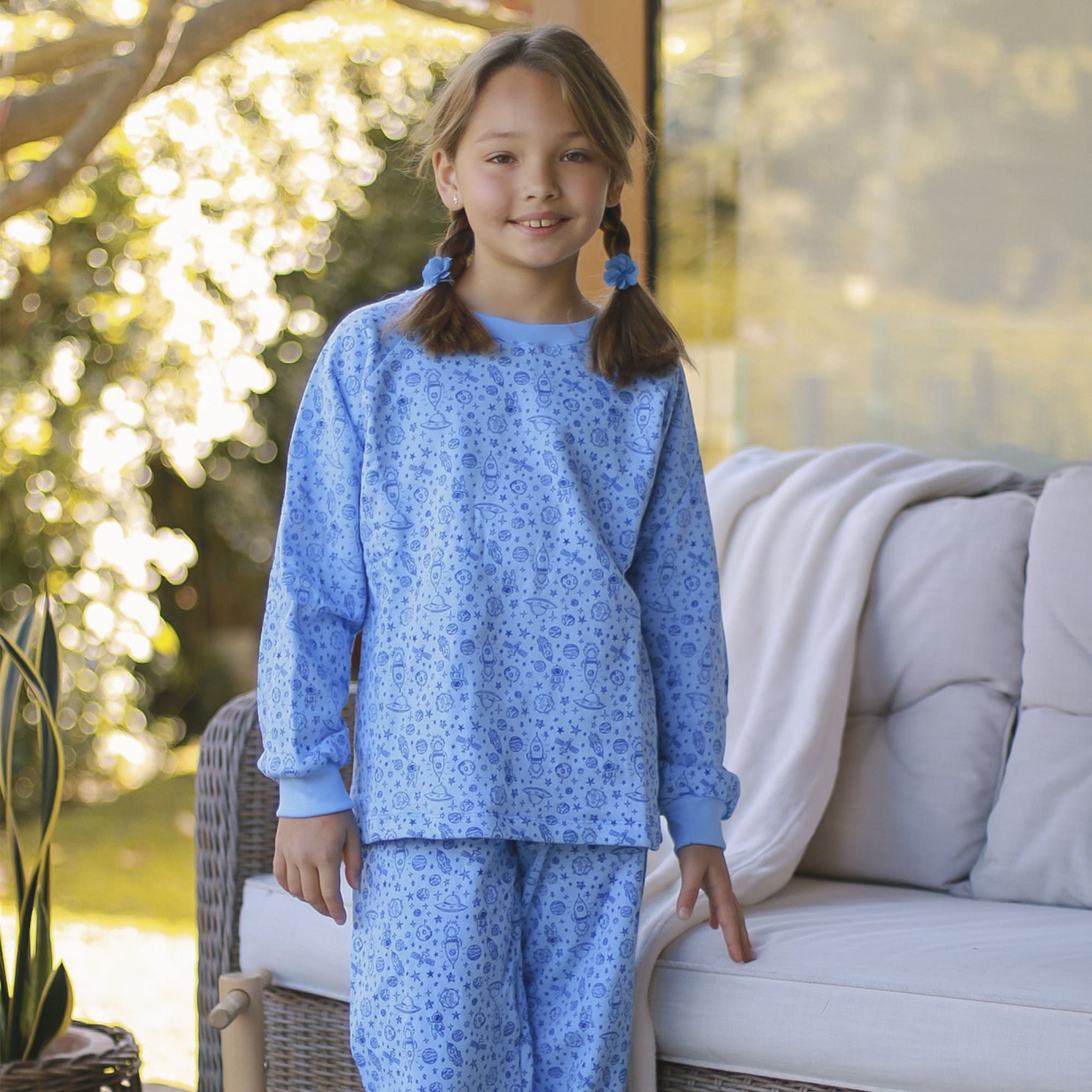 PIJAMA FRANELA ASTRONAUTA AZUL