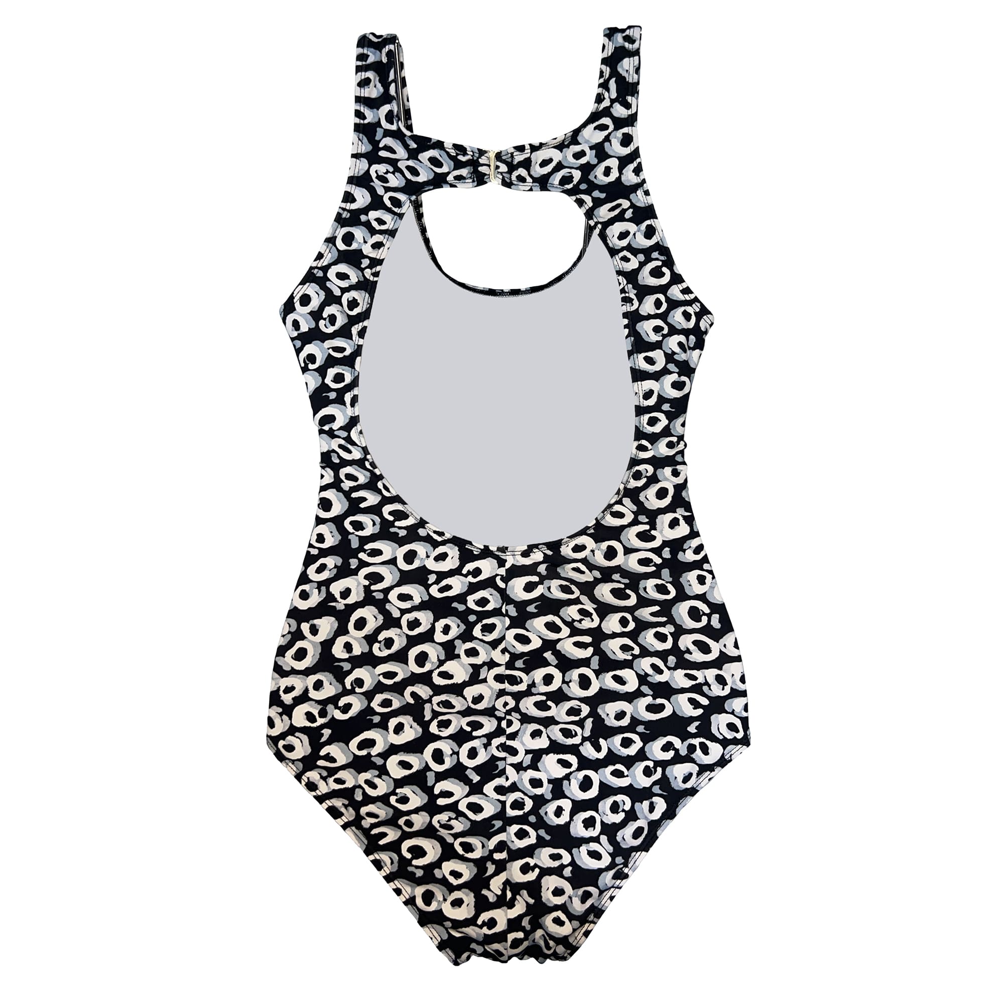 TRAJE DE BAÑO ENTERO DEPORTIVO ESTAMPADO NEGRO Y BLANCO