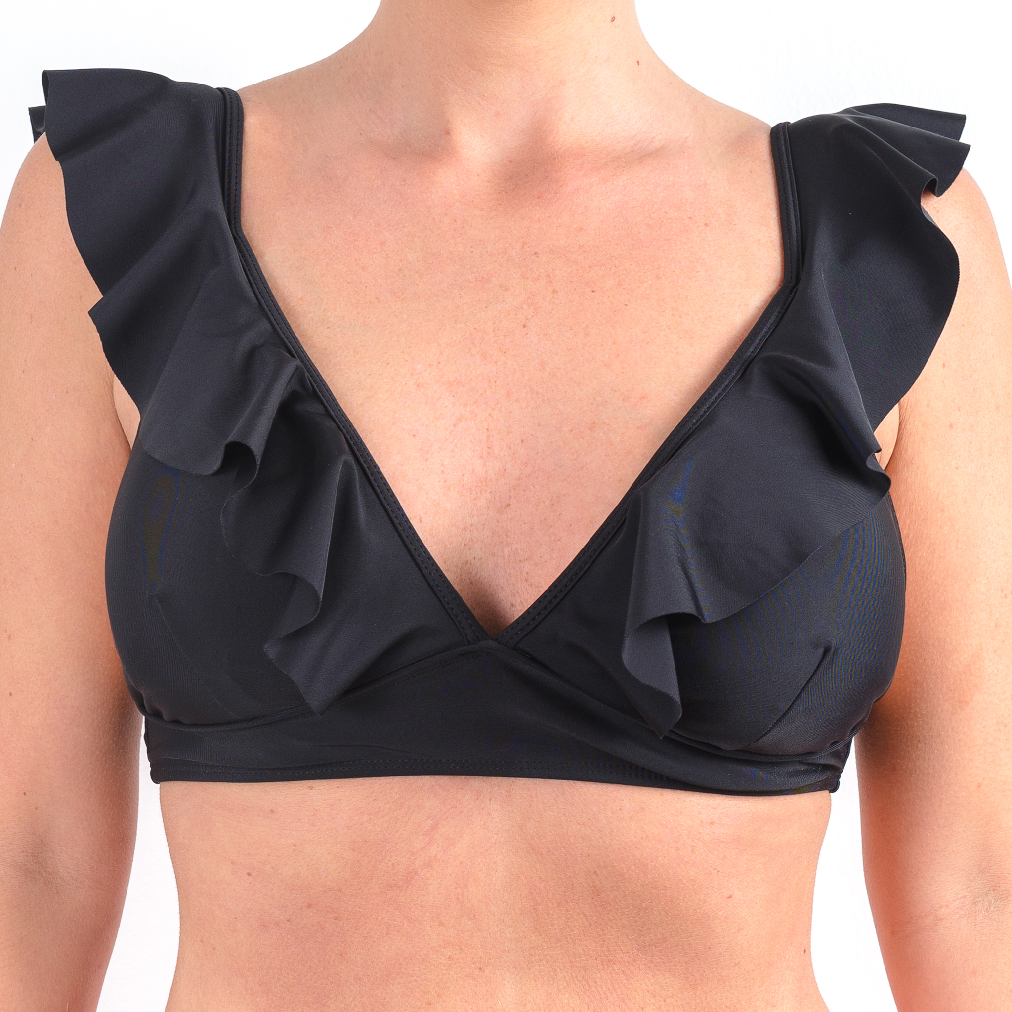 TRAJE DE BAÑO TOP VUELOS LARGOS NEGRO