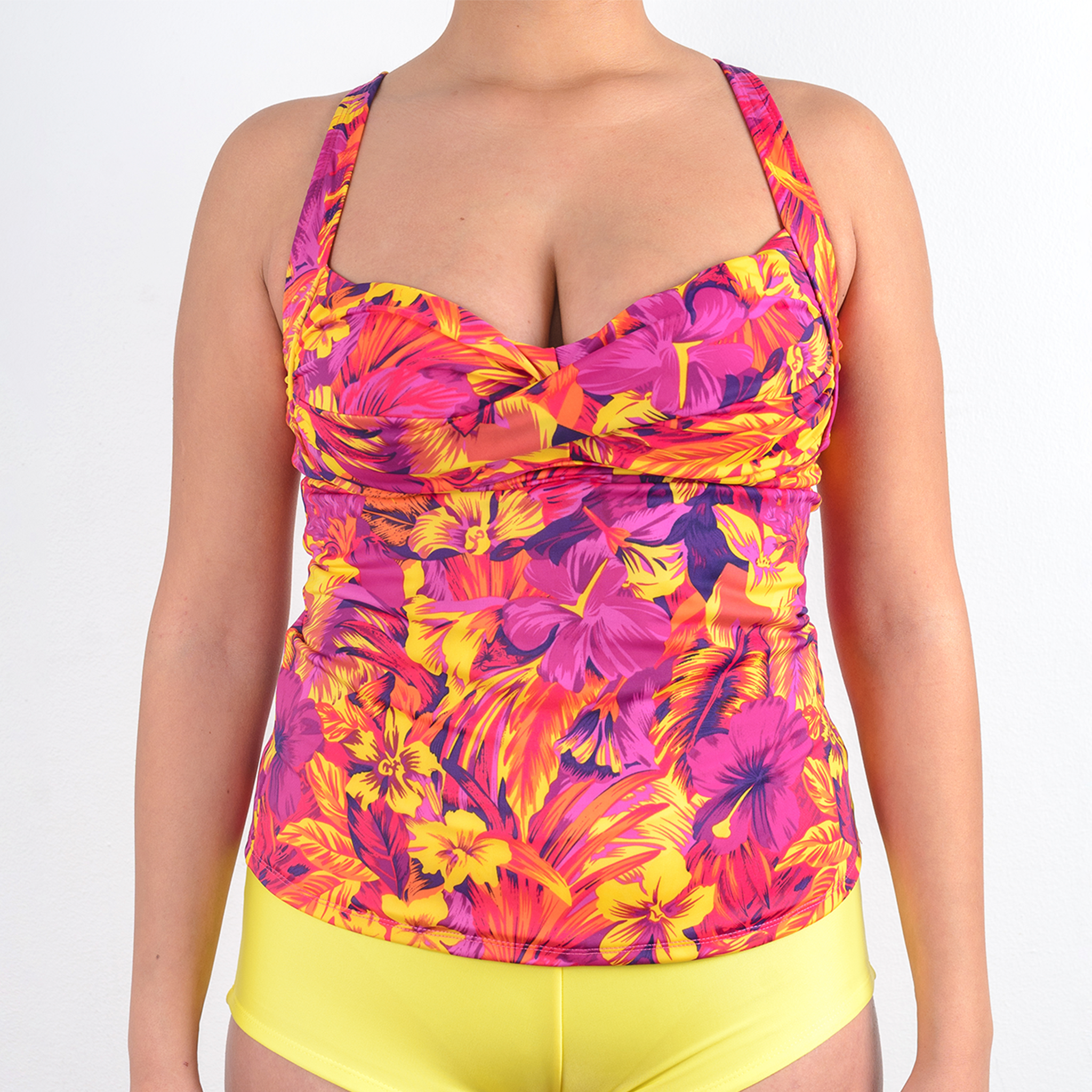 TRAJE DE BAÑO POLERA POWER MORADO CON AMARILLO