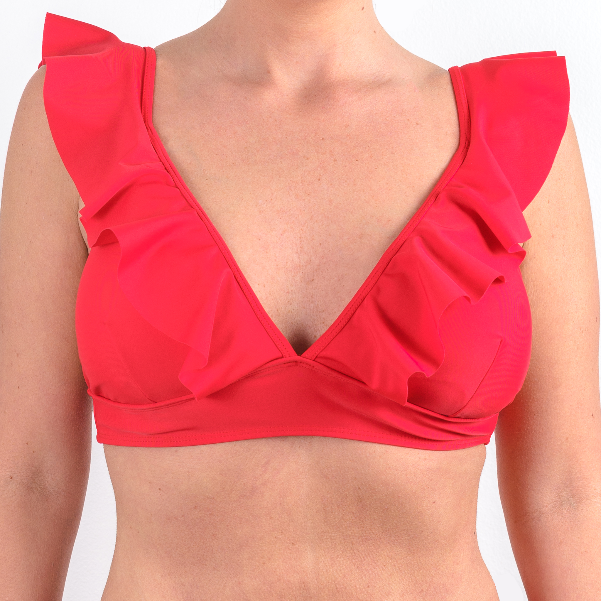 TRAJE DE BAÑO TOP VUELOS LARGOS ROJO
