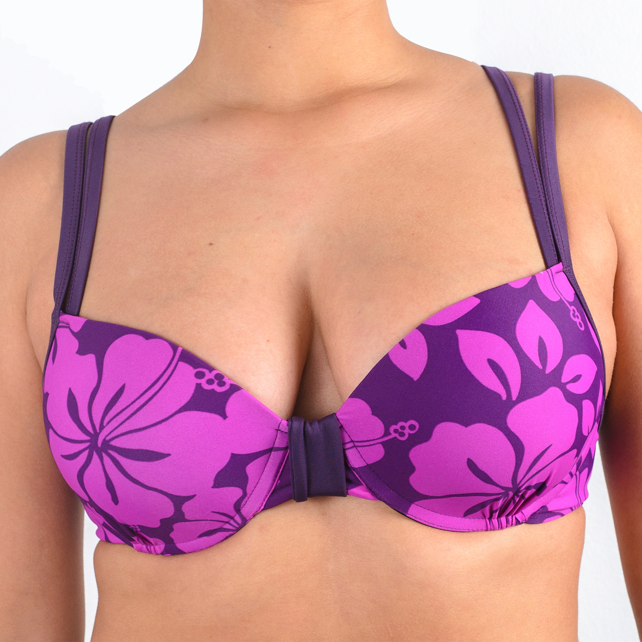 TRAJE DE BAÑO SOSTÉN COPA FLORES MORADO