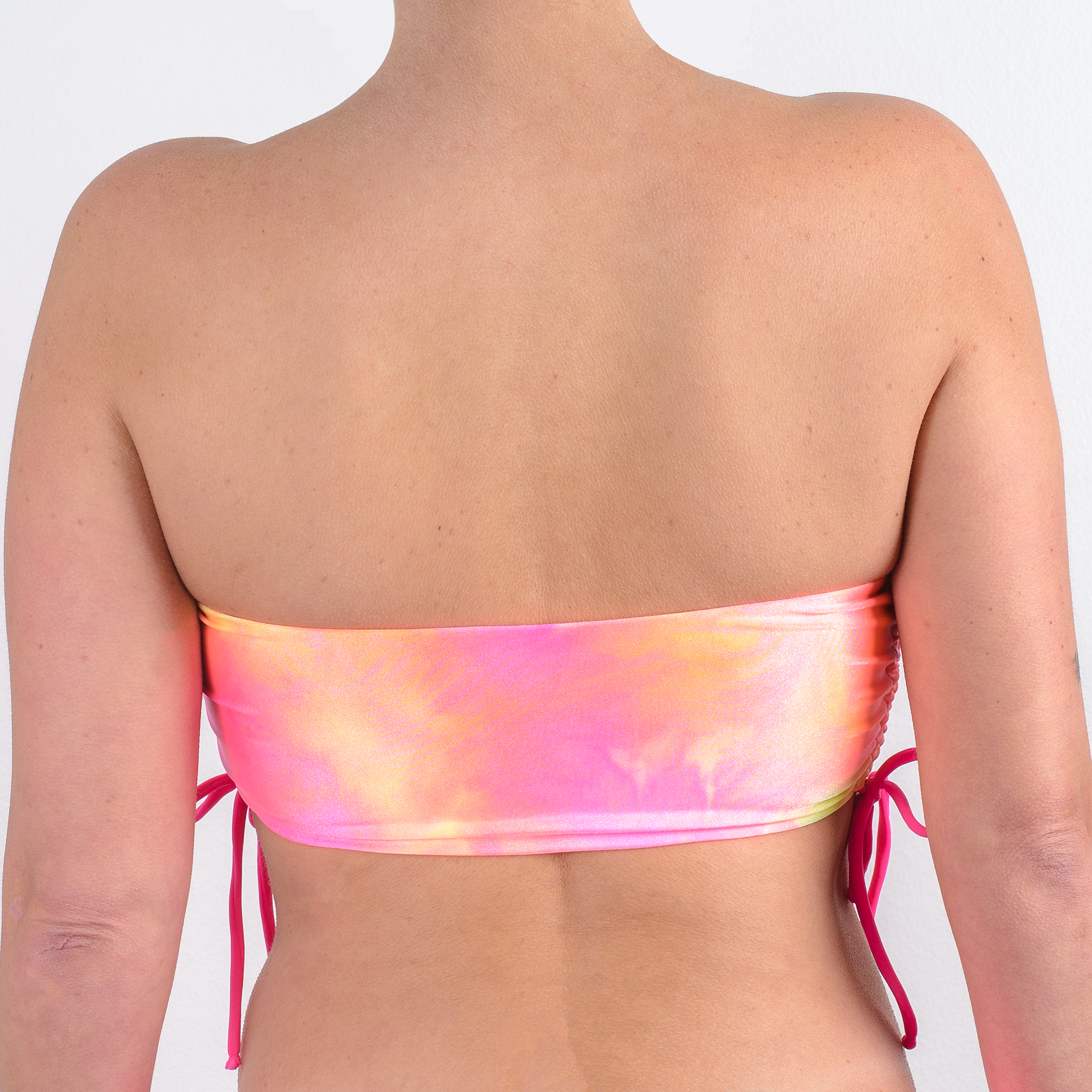 TRAJE DE BAÑO TOP STRAPLESS ACUARELA ROSA