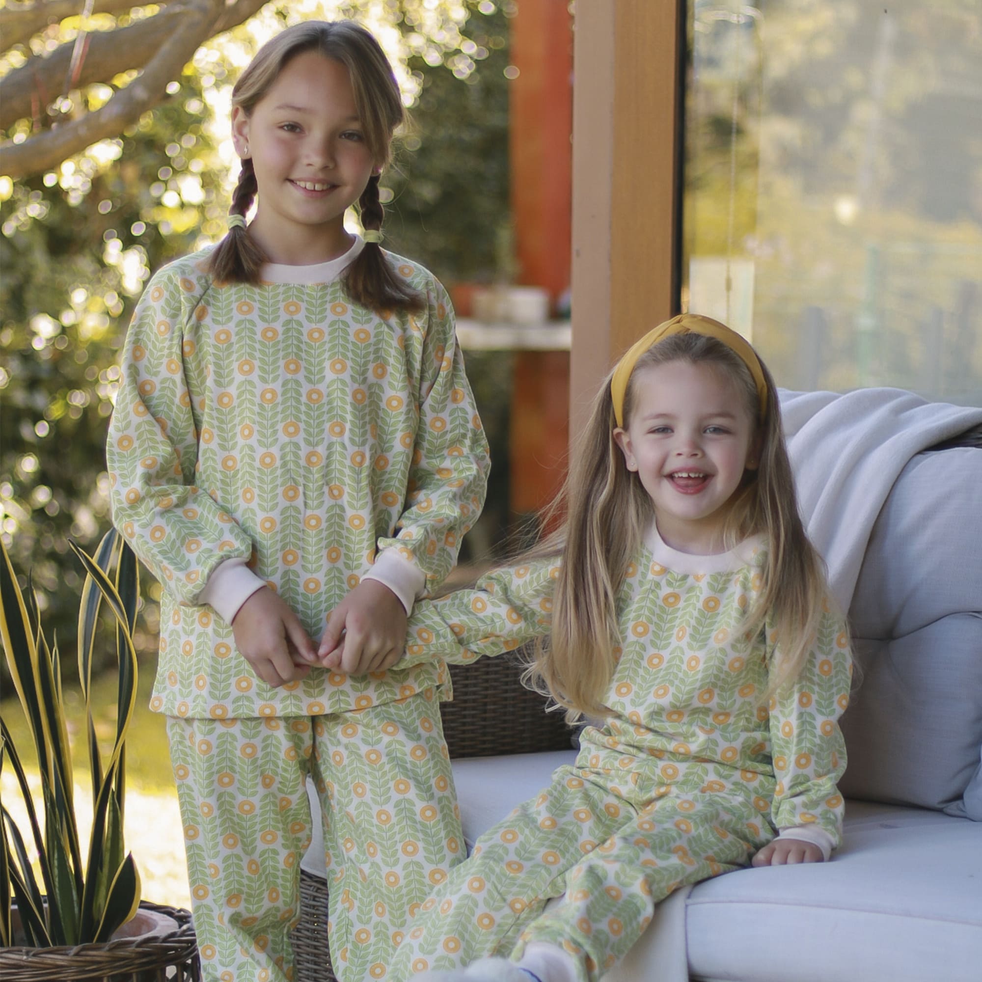 PIJAMA FRANELA FLORES VERDES