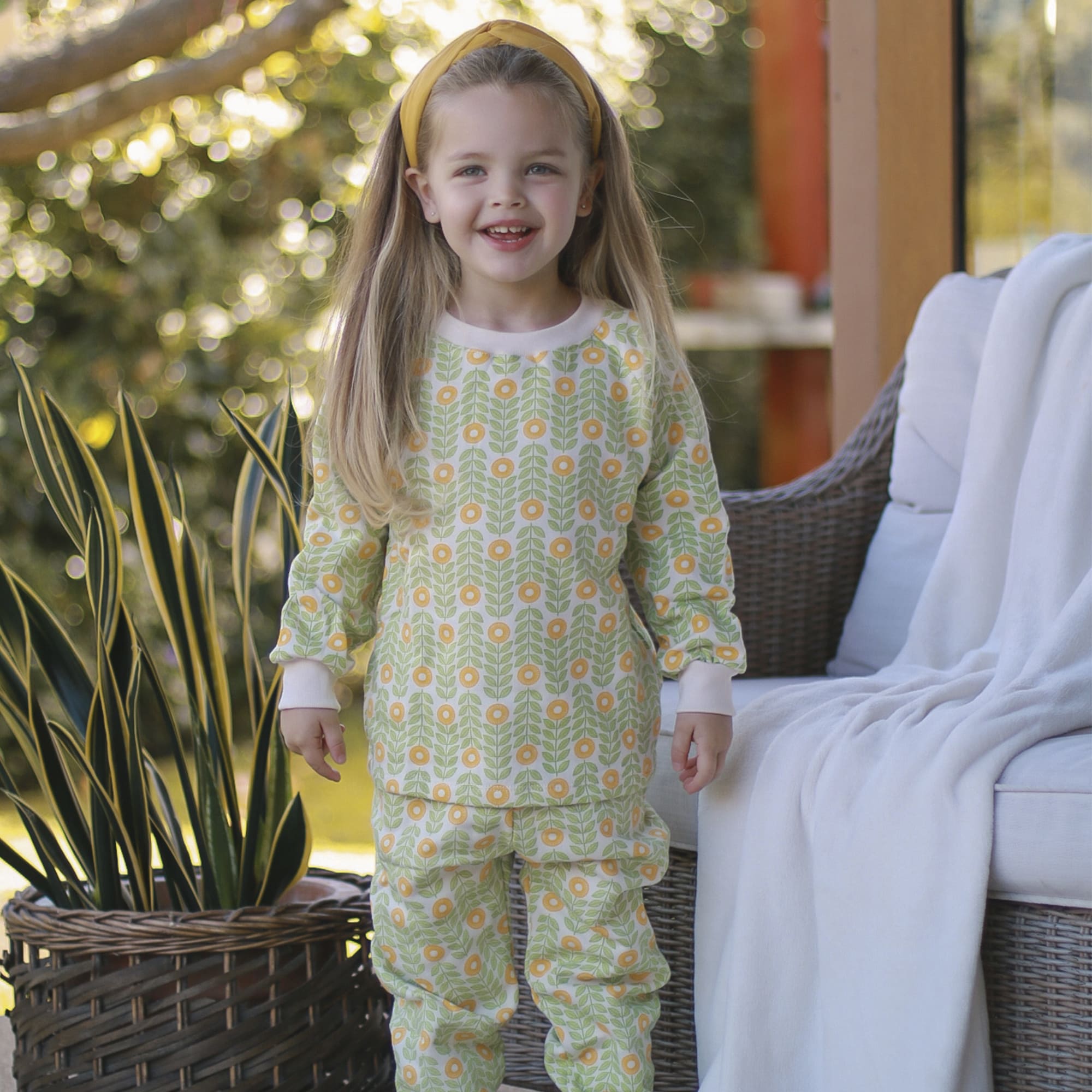 PIJAMA FRANELA FLORES VERDES