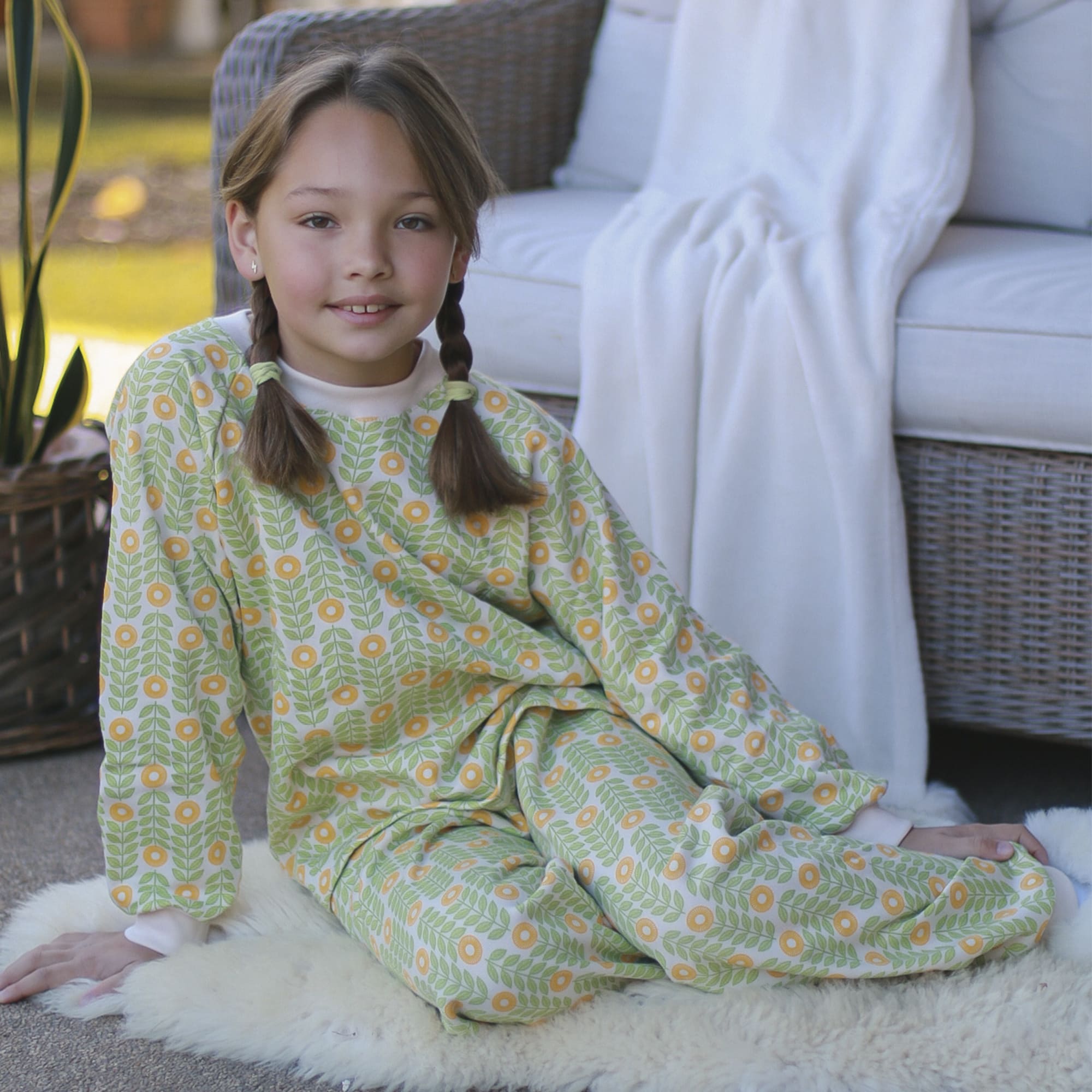 PIJAMA FRANELA FLORES VERDES
