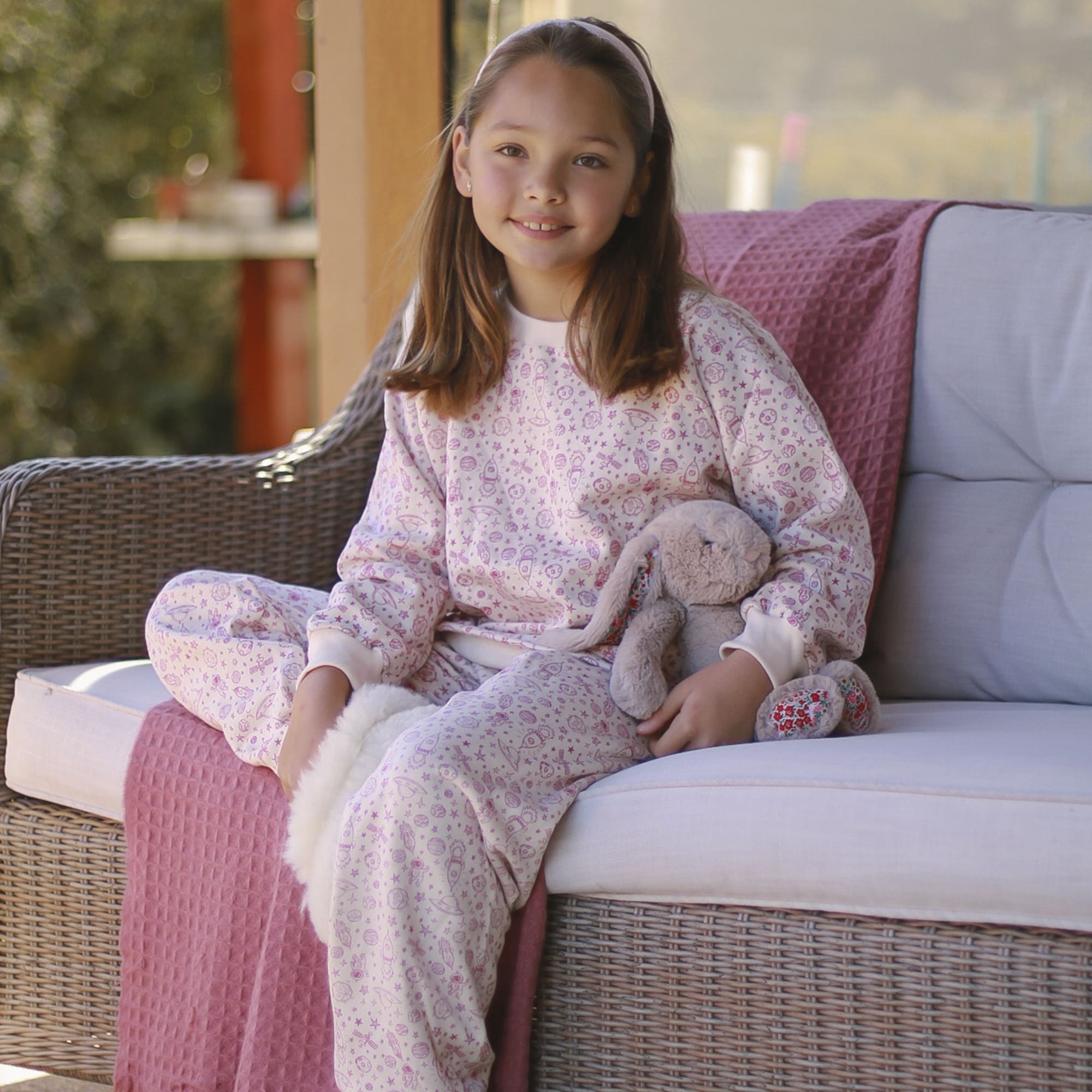PIJAMA FRANELA ASTRONAUTA ROSA