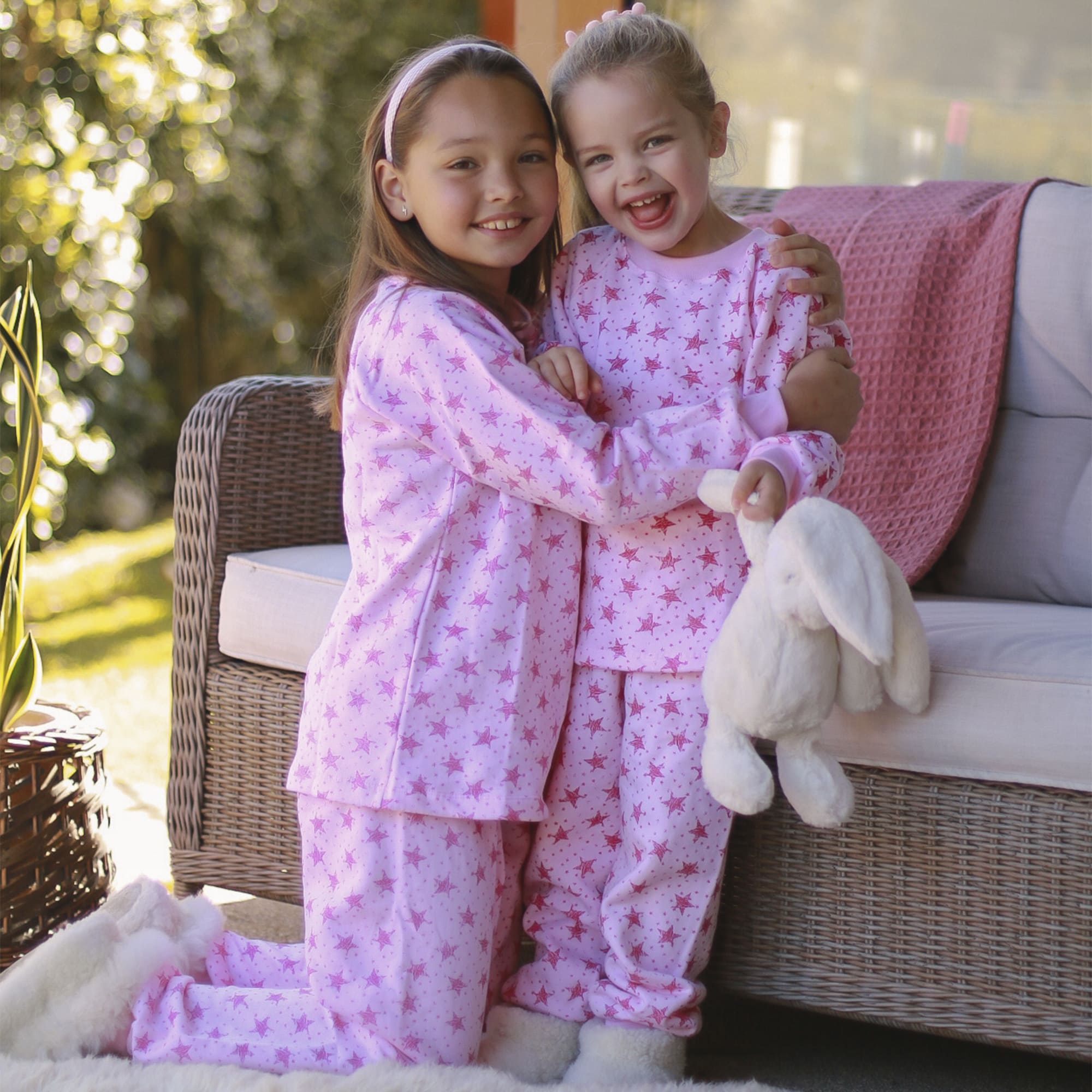 PIJAMA FRANELA ESTRELLAS ROSA